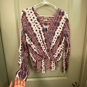 Hollister Printed White Pattern Top